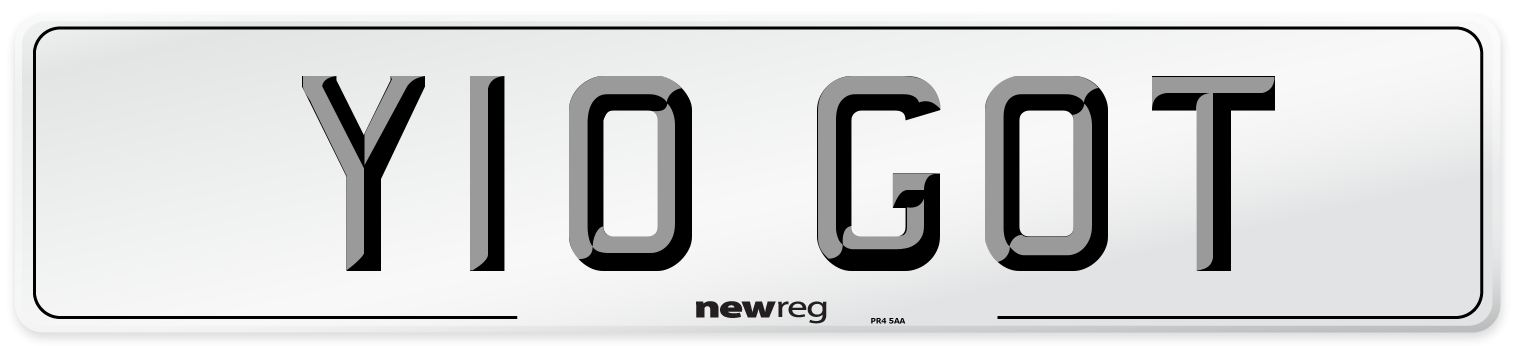 Y10 GOT Number Plate from New Reg